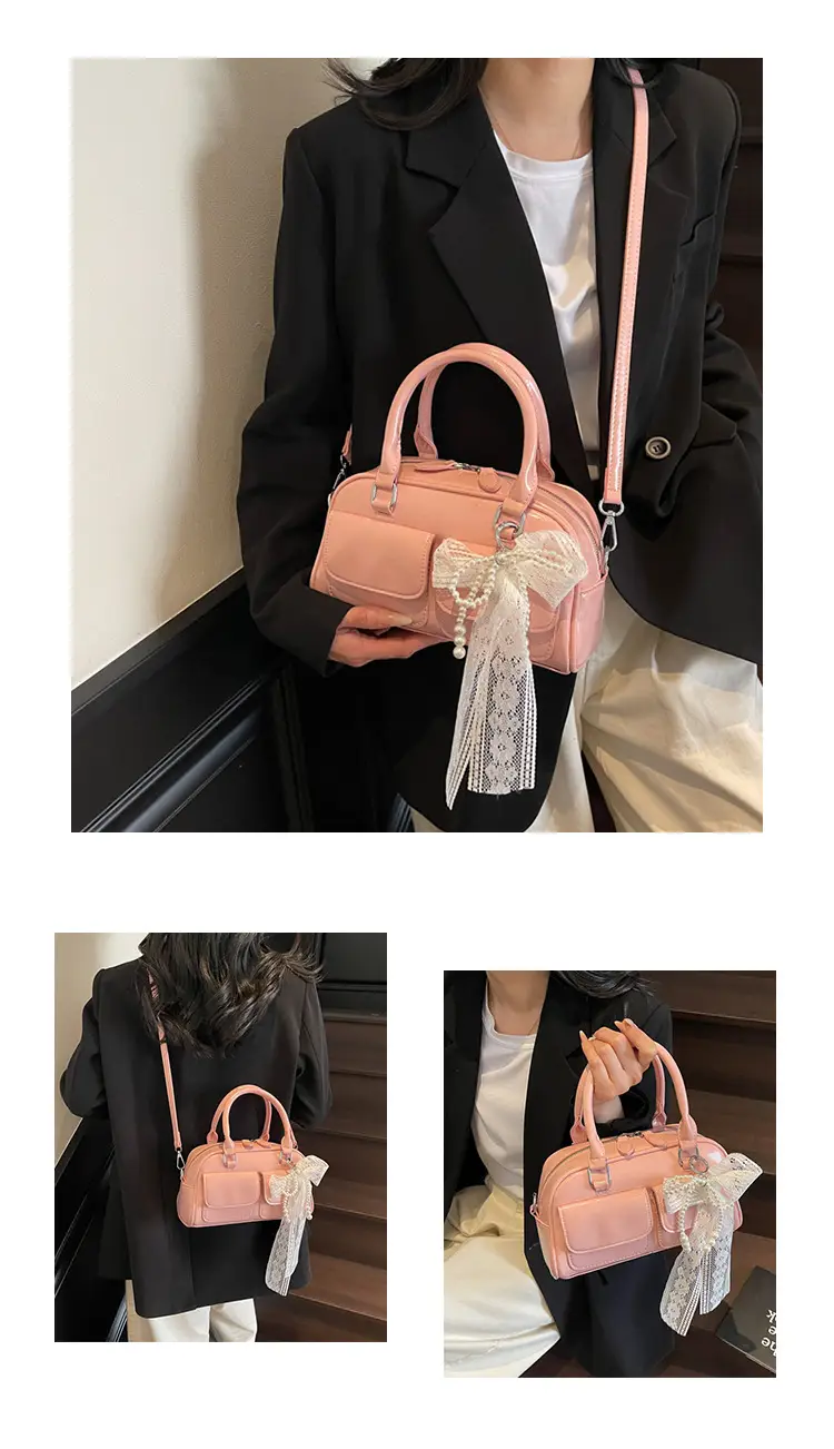 Women's Beige Shoulder Crossbody Bag with Lace Tassel — feature 14
