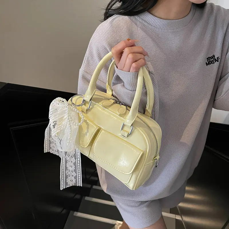 Women's Beige Shoulder Crossbody Bag with Lace Tassel - Image 6