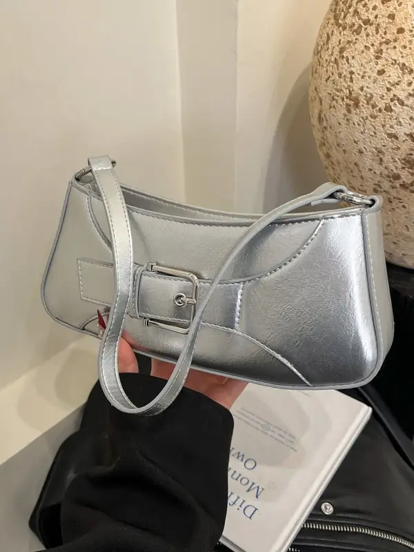 Silver Korean Style Underarm Bag for Women - Image 5
