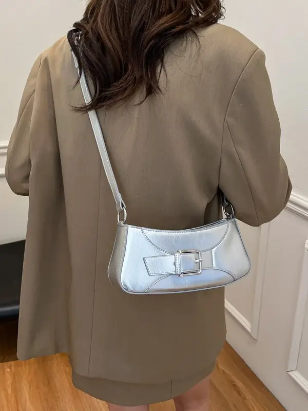 Silver Korean Style Underarm Bag for Women - Image 6