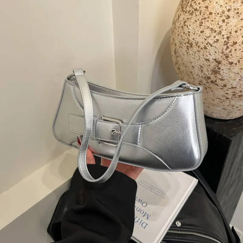 Silver Korean Style Underarm Bag for Women - Image 2