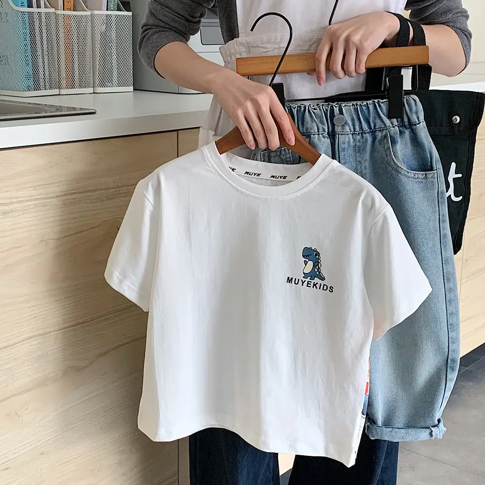 Kids Printed T-Shirt Set Summer Casual Blue White — feature 13