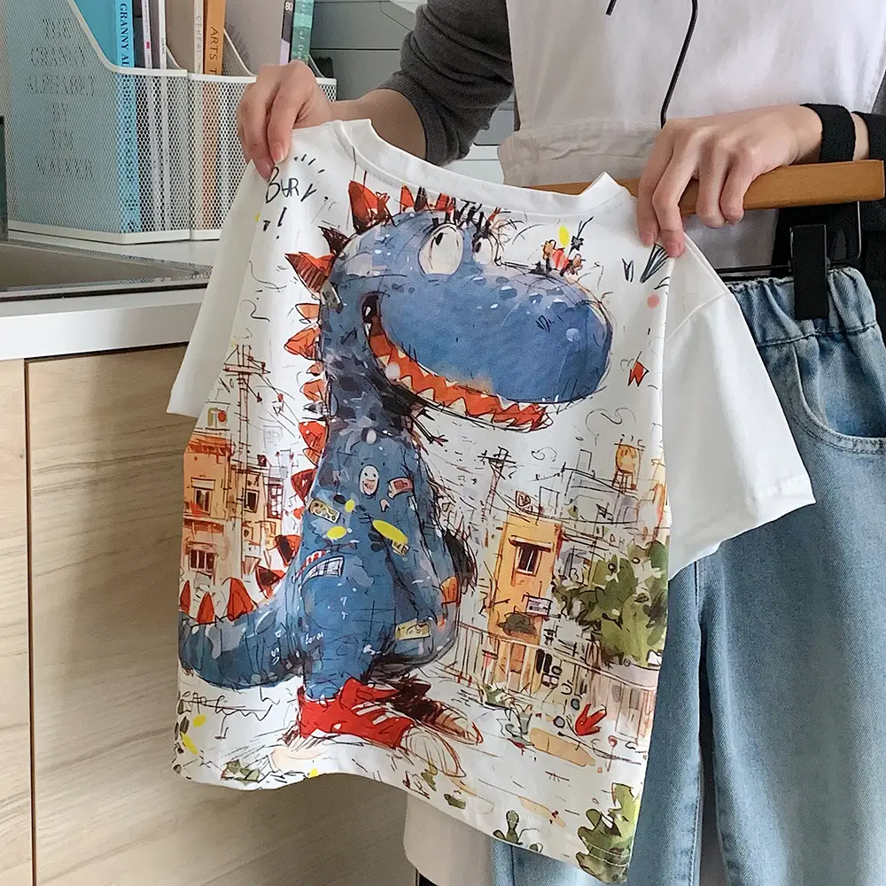 Kids Printed T-Shirt Set Summer Casual Blue White — feature 14