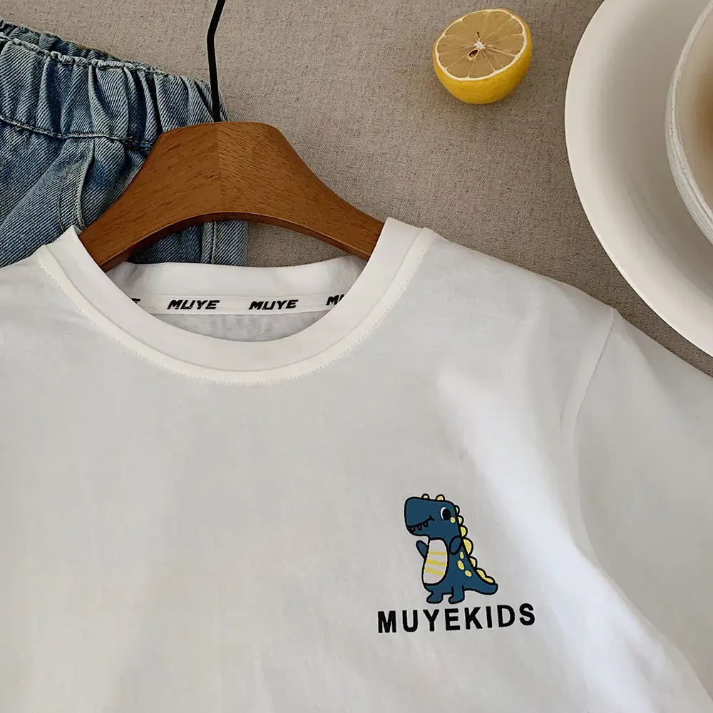 Kids Printed T-Shirt Set Summer Casual Blue White — feature 5