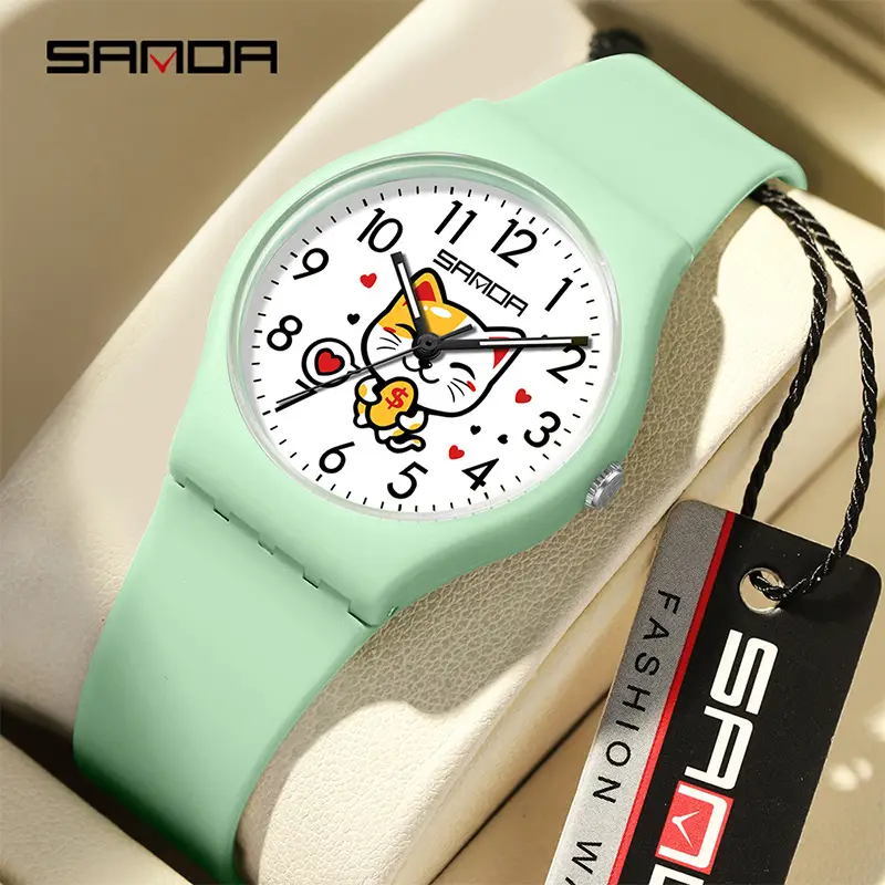 Sanda Cartoon Lucky Cat Kids Watches Multi Color Quartz - Image 11