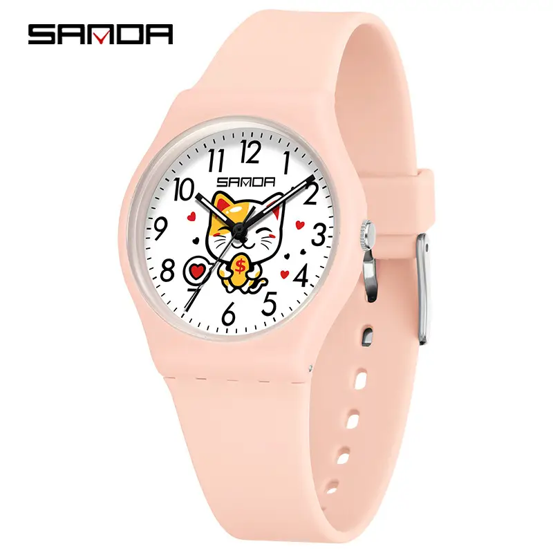 Sanda Cartoon Lucky Cat Kids Watches Multi Color Quartz - Image 3