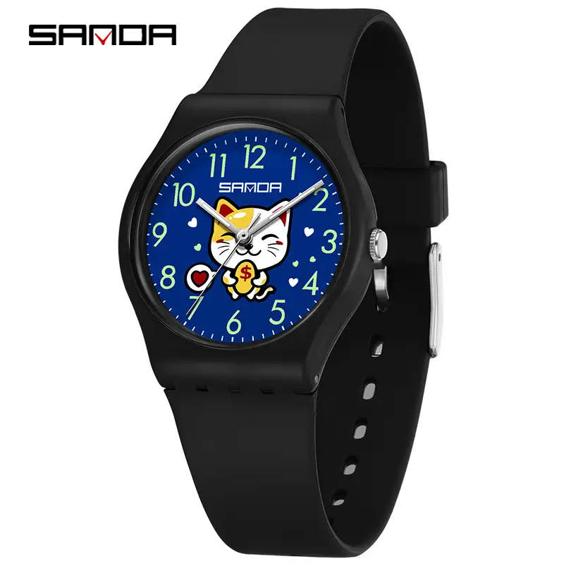 Sanda Cartoon Lucky Cat Kids Watches Multi Color Quartz - Image 5