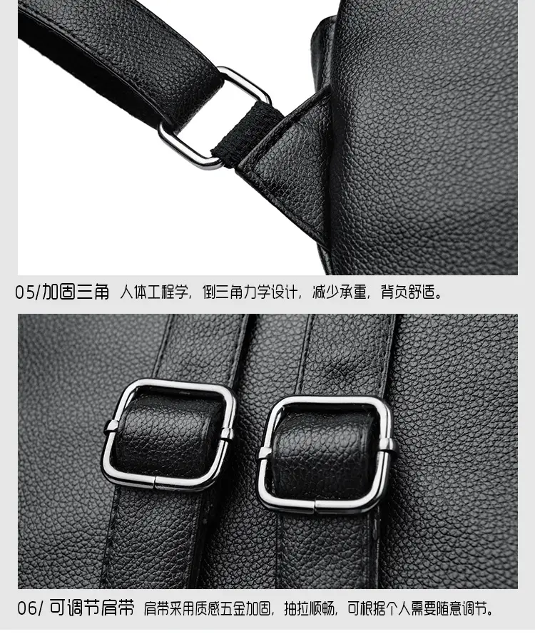 Women's Black PU Leather Backpack Lightweight Travel Bag — feature 25