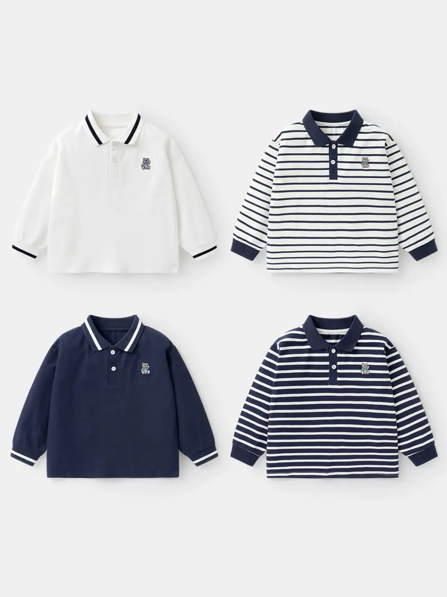 Boys Long Sleeve Striped Polo Shirt Autumn Kids