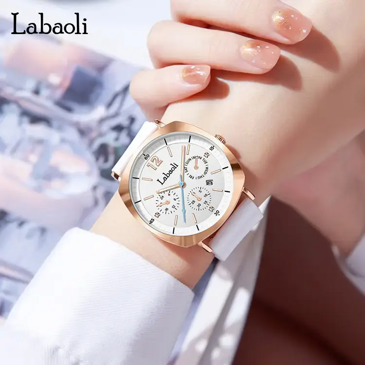 Laboli Women's Quartz Watch with Rose Gold Dial & Green Strap - Image 8