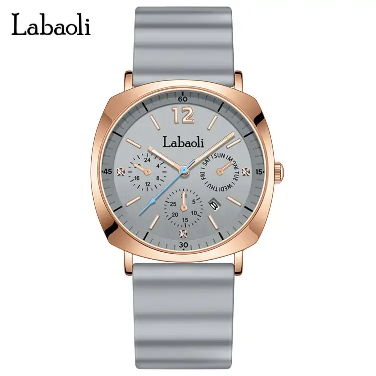 Laboli Women's Quartz Watch with Rose Gold Dial & Green Strap - Image 11