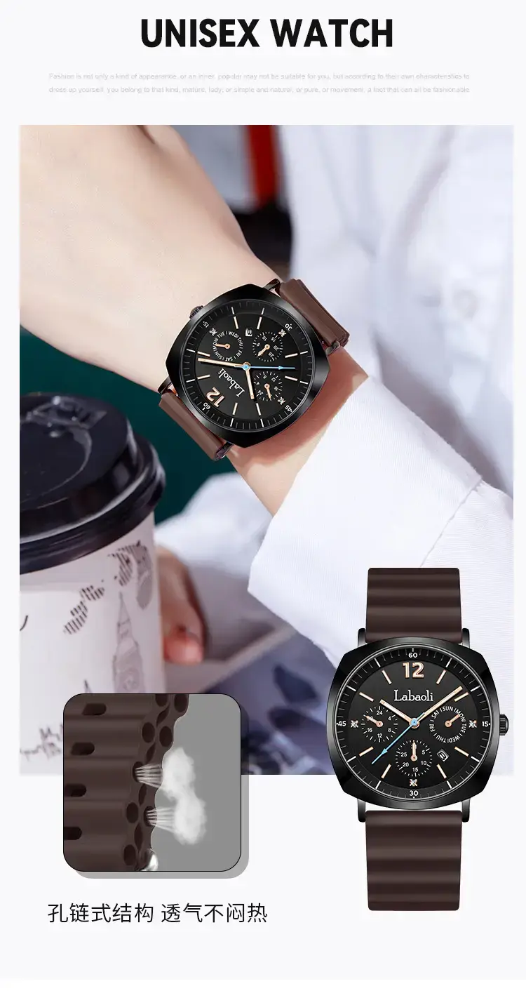 Laboli Women's Quartz Watch with Rose Gold Dial & Green Strap — feature 7