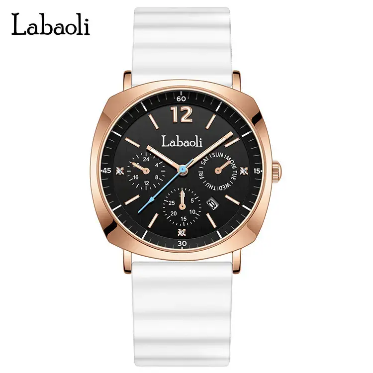 Laboli Women's Quartz Watch with Rose Gold Dial & Green Strap - Image 4