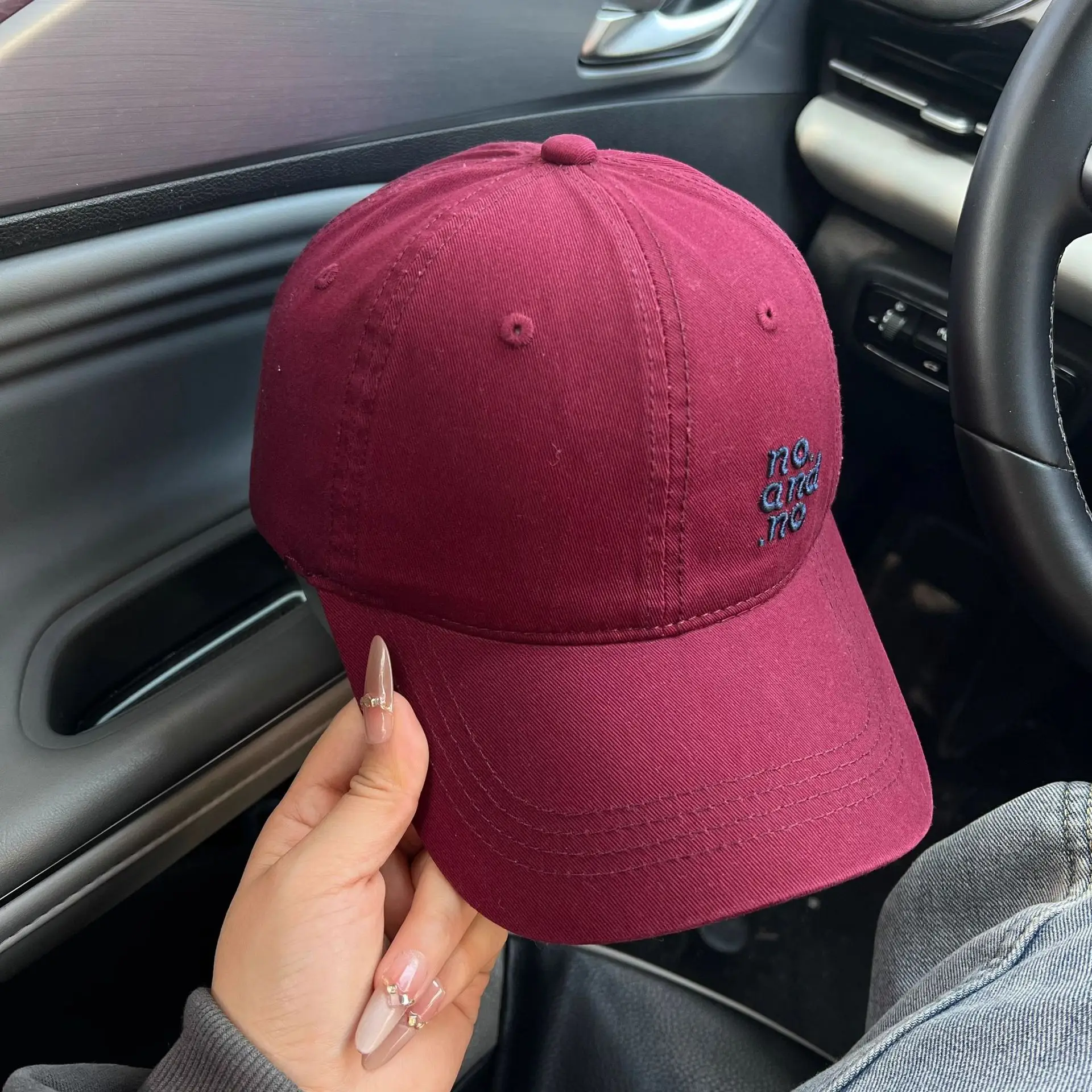 Women's Korean Letter Embroidered Baseball Cap Beige - Image 7