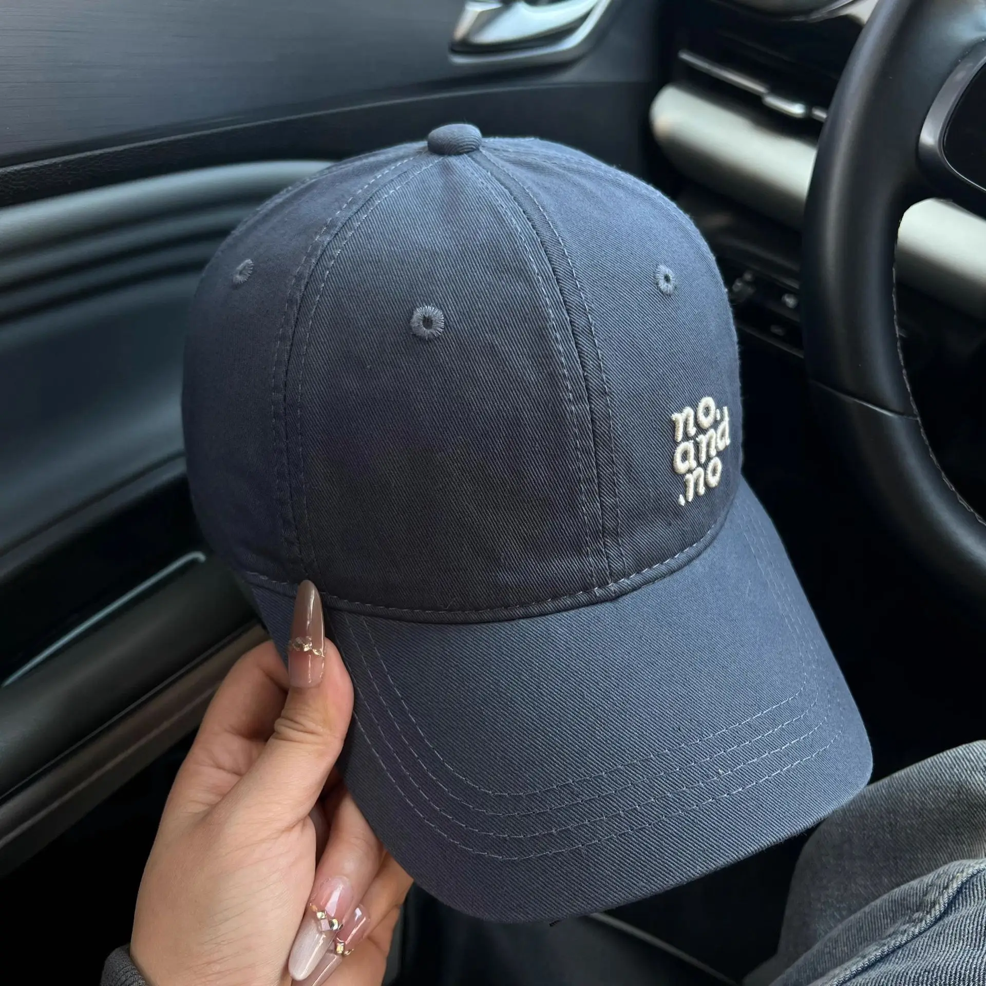 Women's Korean Letter Embroidered Baseball Cap Beige - Image 8