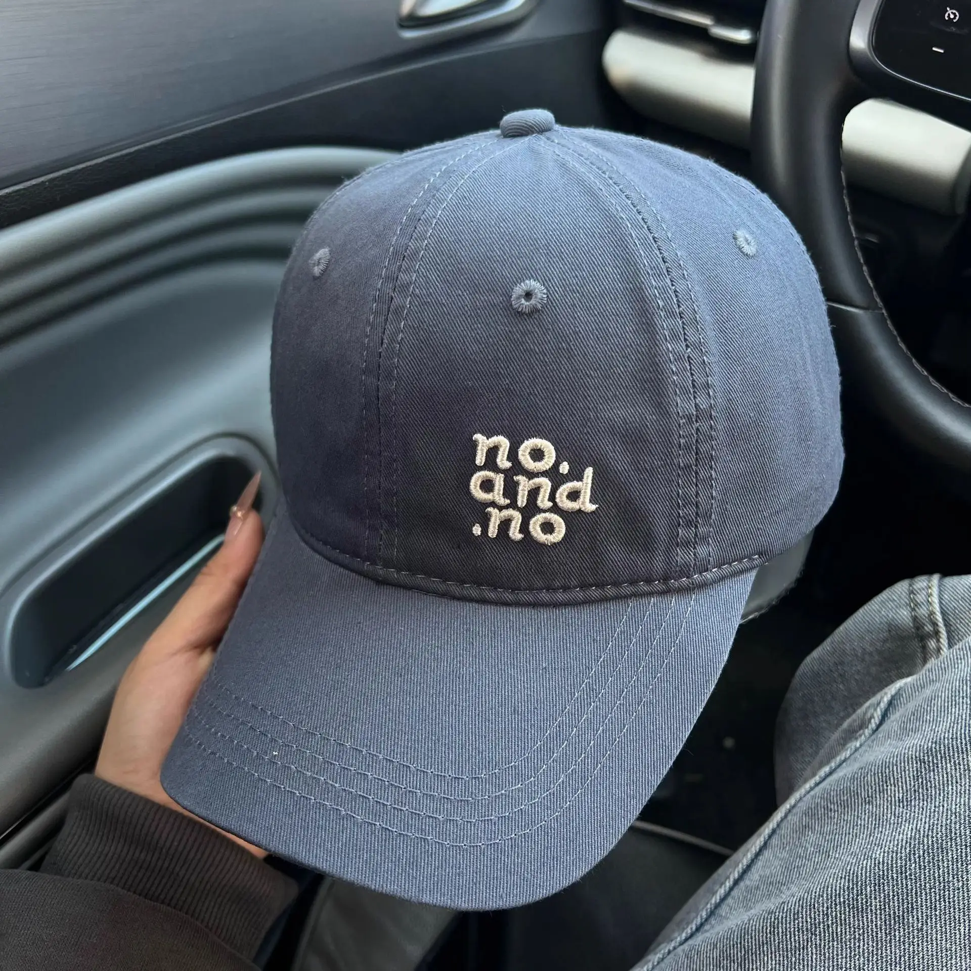 Women's Korean Letter Embroidered Baseball Cap Beige - Image 9