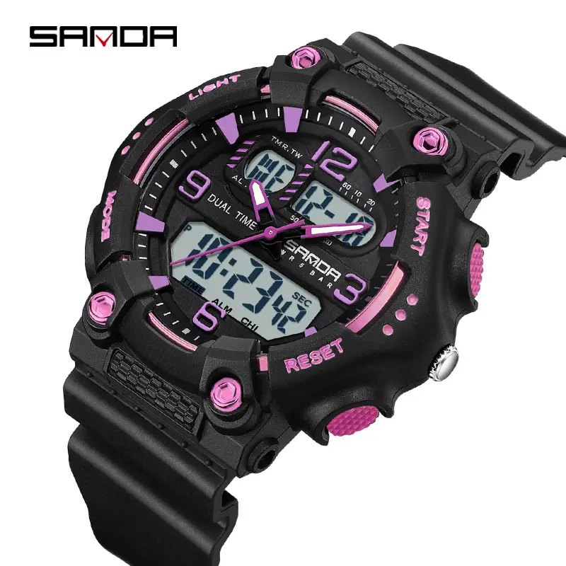 Sanda Neon Luminous Dual Display Alarm Watch - Image 23