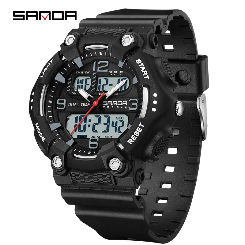 Sanda Neon Luminous Dual Display Alarm Watch - Image 3