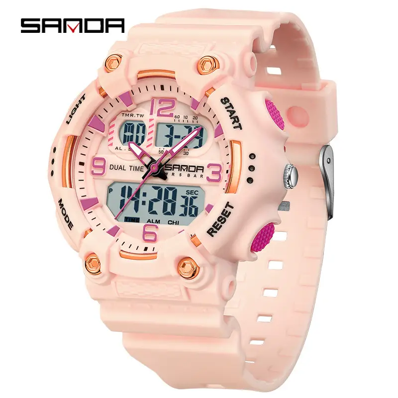 Sanda Neon Luminous Dual Display Alarm Watch - Image 9