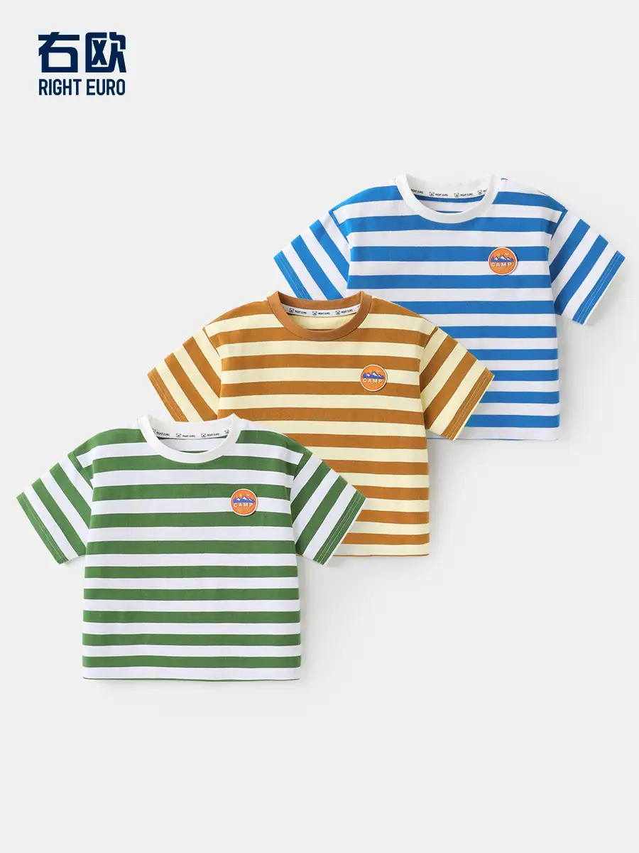 Boys Blue Striped Short Sleeve T-Shirt Summer 2025 - Image 4