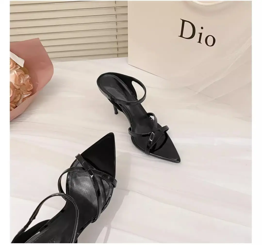 Sexy High-Heeled Shoes for Women, 2026 Summer New Style, Black Pointed Toe Open-Toe Sandals, Stiletto Heel Patent Leather Thin Strap Sandals — feature 15