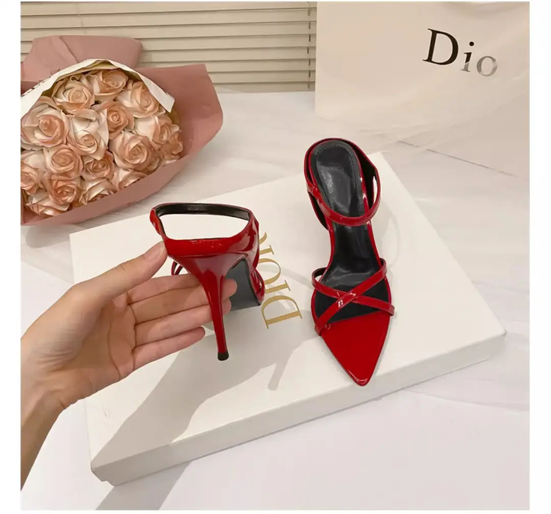 Sexy High-Heeled Shoes for Women, 2026 Summer New Style, Black Pointed Toe Open-Toe Sandals, Stiletto Heel Patent Leather Thin Strap Sandals — feature 23
