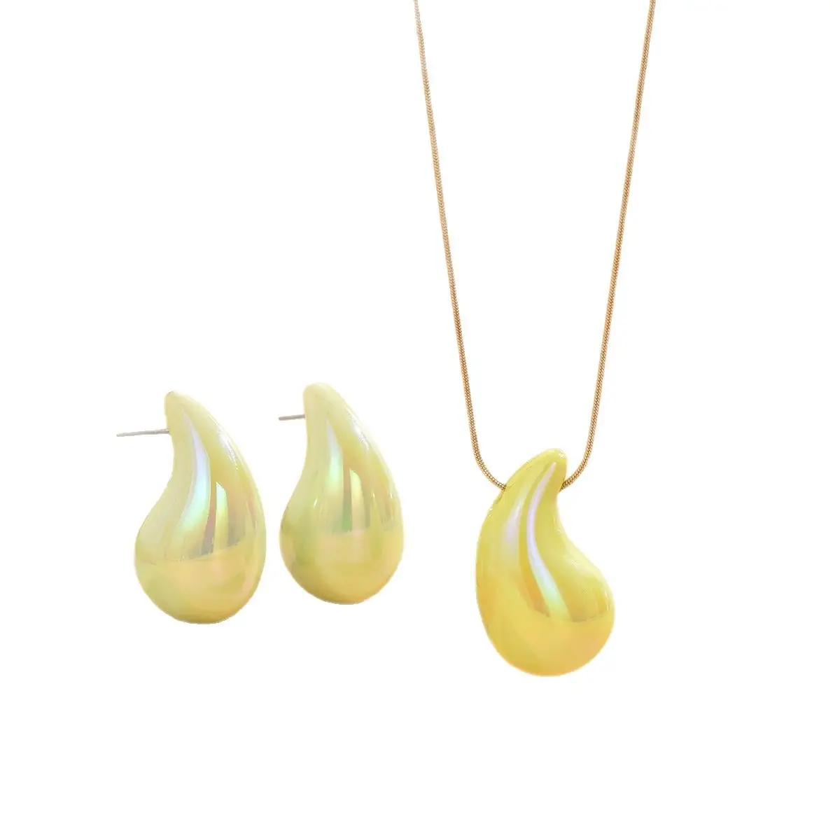 Three-dimensional Magic Color Teardrop Earrings Necklace - Image 9