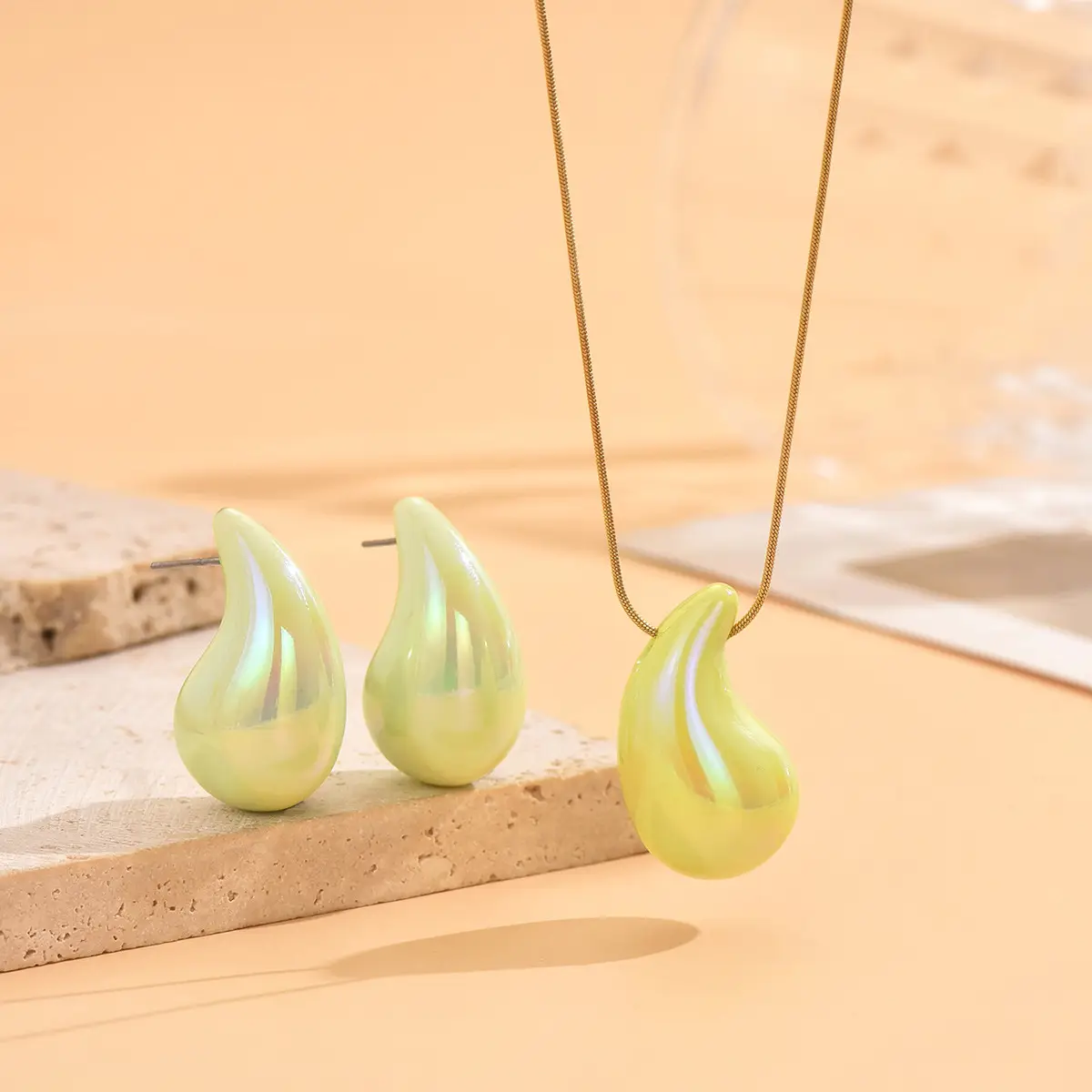 Three-dimensional Magic Color Teardrop Earrings Necklace — feature 5