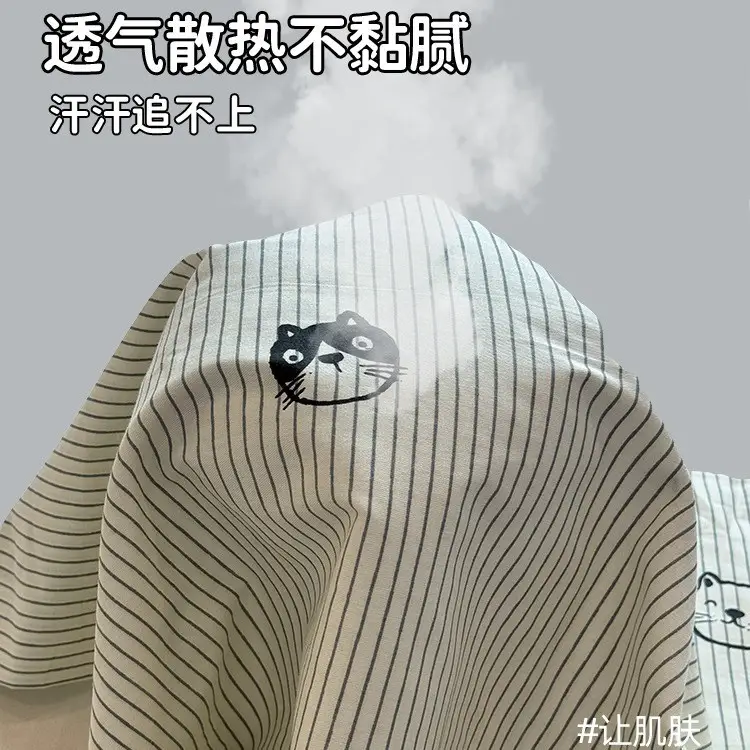 Ins-Style Fresh Cartoon Gray-Striped Cat Fitted Sheet Single Piece 2026 New Model Pure Cotton Single Mattress Protector