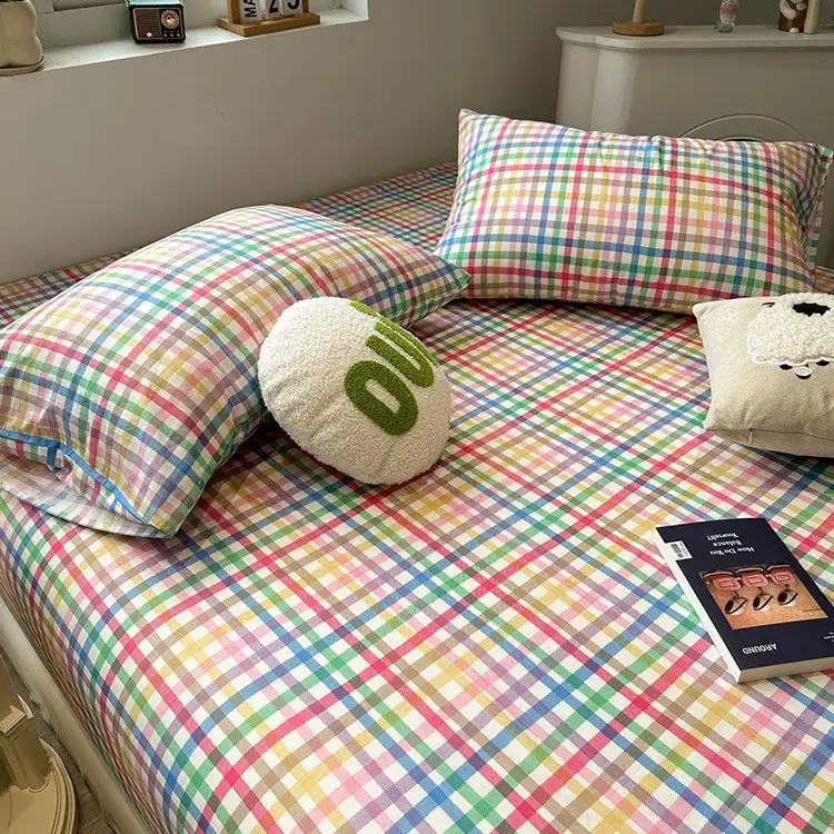 Ins-Style Fresh Cartoon Gray-Striped Cat Fitted Sheet Single Piece 2026 New Model Pure Cotton Single Mattress Protector
