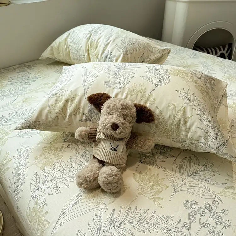 Ins-Style Fresh Cartoon Gray-Striped Cat Fitted Sheet Single Piece 2026 New Model Pure Cotton Single Mattress Protector