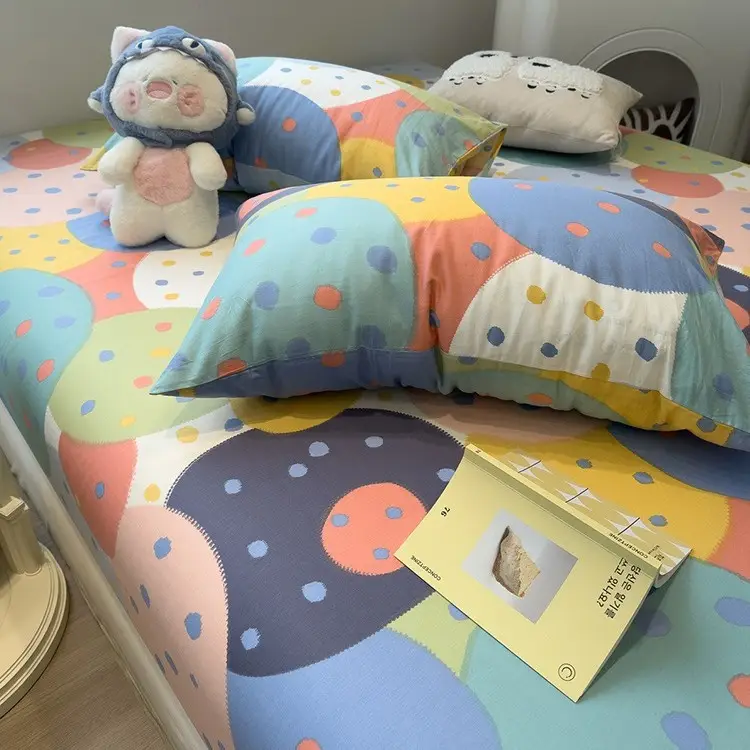 Ins-Style Fresh Cartoon Gray-Striped Cat Fitted Sheet Single Piece 2026 New Model Pure Cotton Single Mattress Protector
