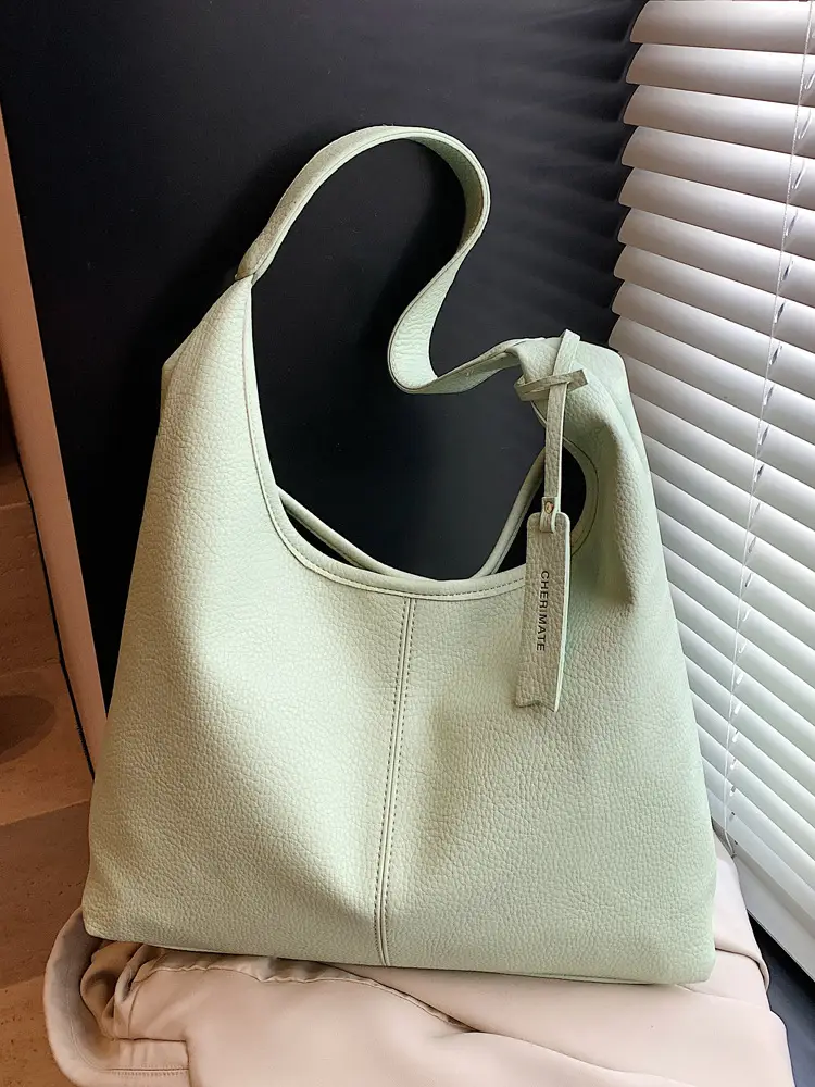 Women's Cream Bucket Bag Large Capacity Shoulder Tote - Image 8
