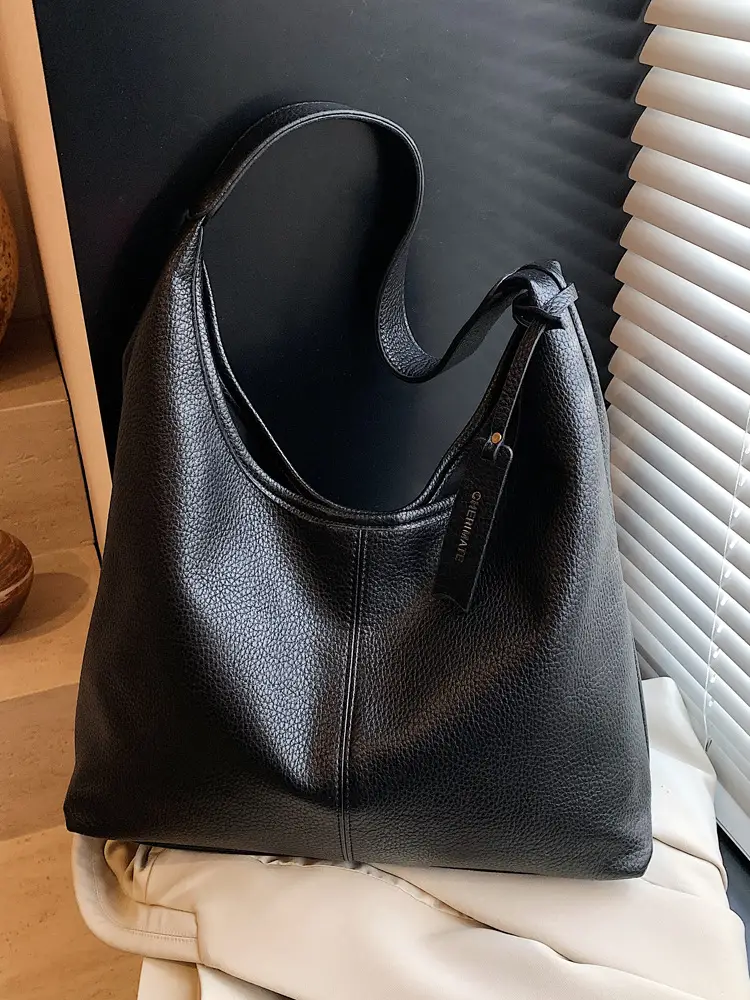 Women's Cream Bucket Bag Large Capacity Shoulder Tote - Image 9