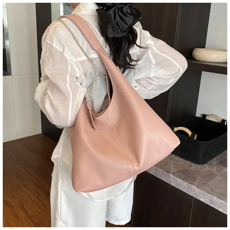 Women's Cream Bucket Bag Large Capacity Shoulder Tote — feature 11