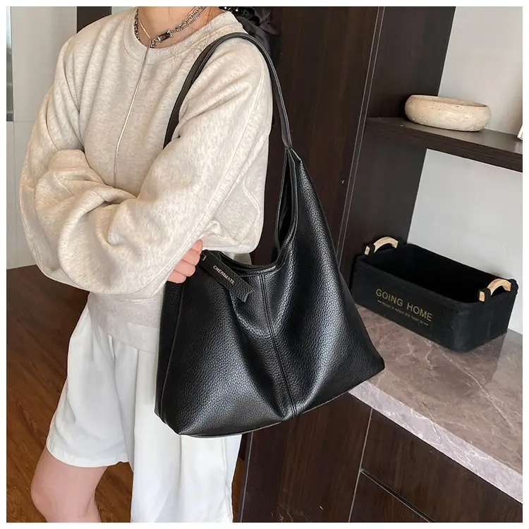 Women's Cream Bucket Bag Large Capacity Shoulder Tote — feature 15
