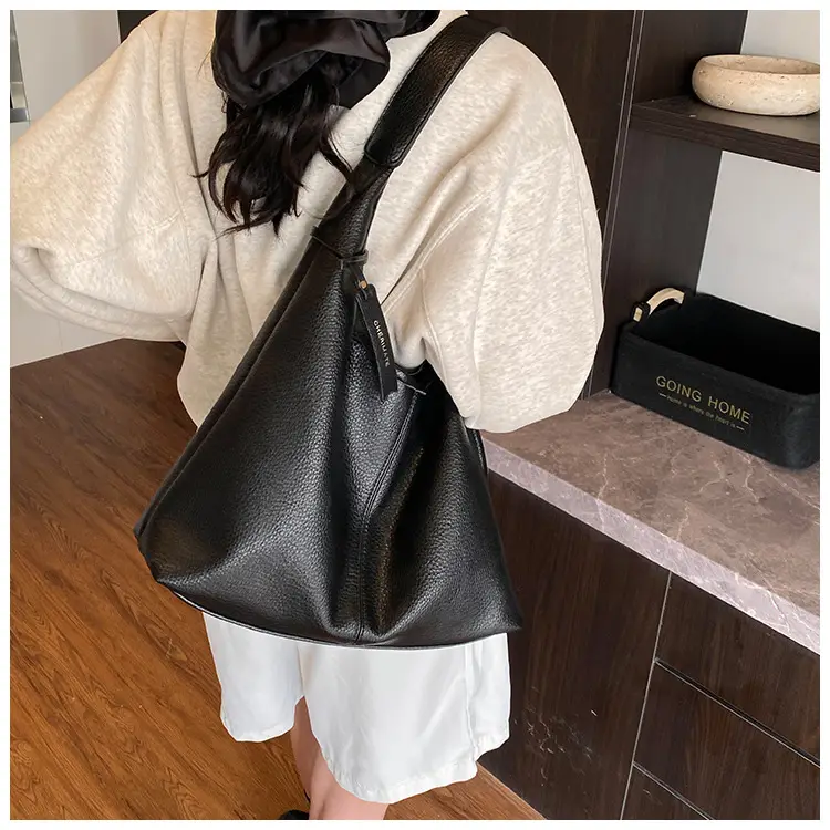 Women's Cream Bucket Bag Large Capacity Shoulder Tote — feature 17