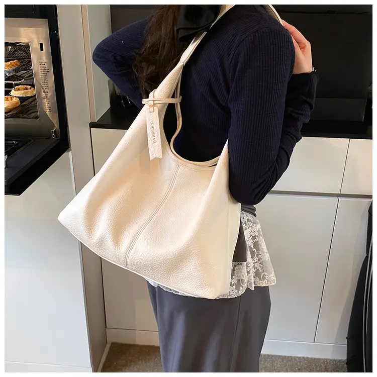 Women's Cream Bucket Bag Large Capacity Shoulder Tote — feature 20