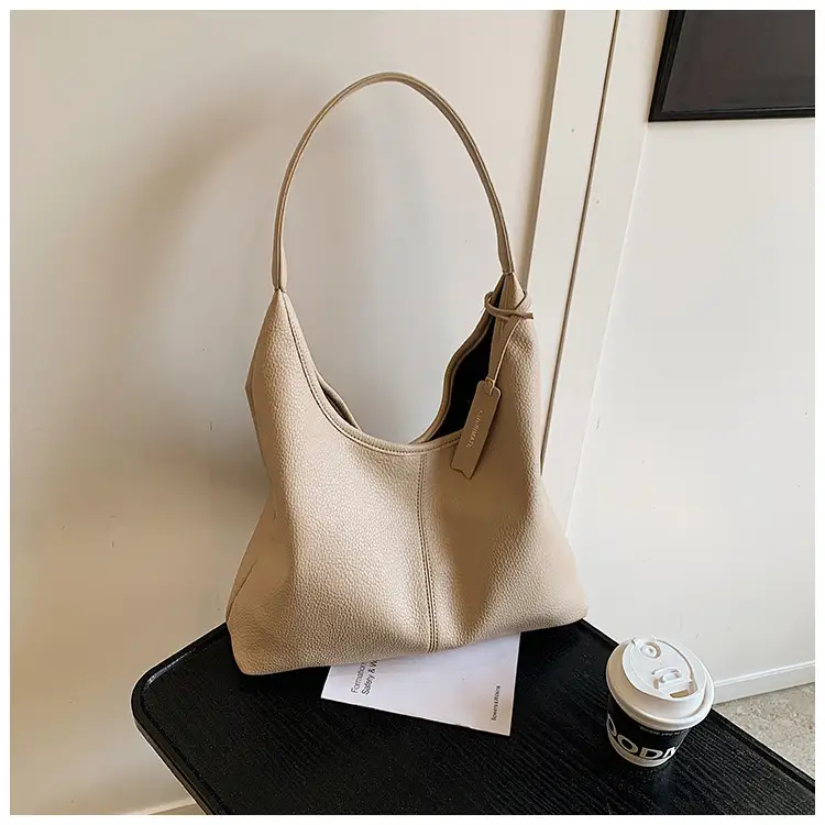 Women's Cream Bucket Bag Large Capacity Shoulder Tote — feature 26