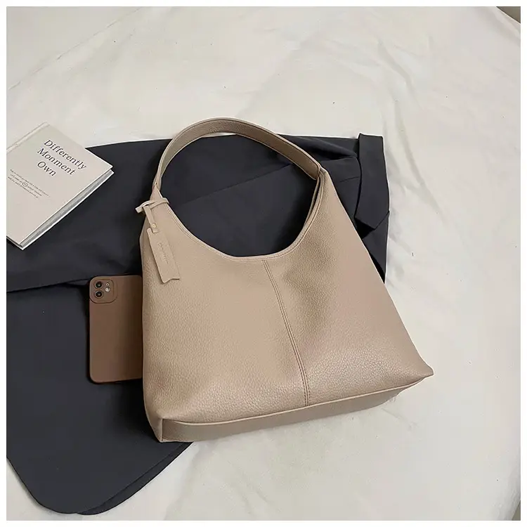 Women's Cream Bucket Bag Large Capacity Shoulder Tote — feature 3