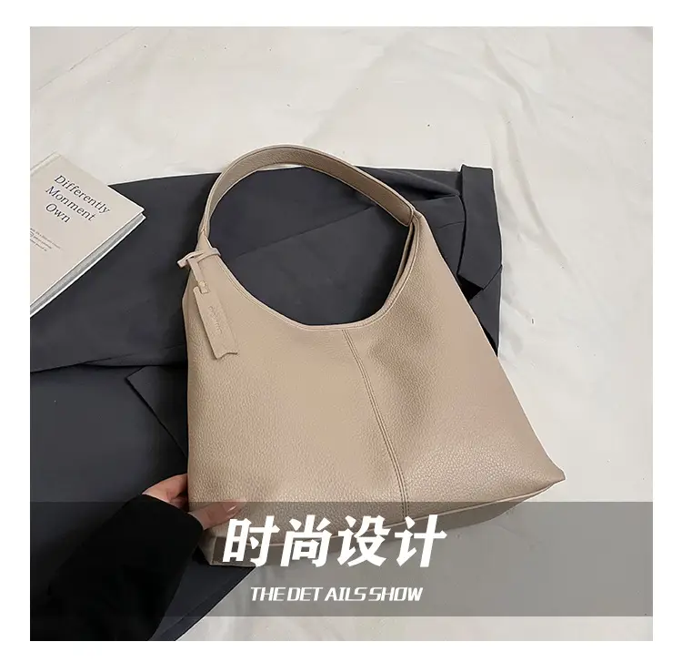 Women's Cream Bucket Bag Large Capacity Shoulder Tote — feature 5