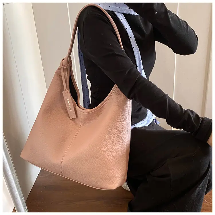 Women's Cream Bucket Bag Large Capacity Shoulder Tote — feature 9