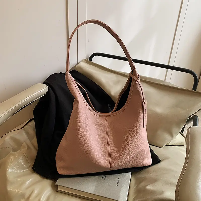 Women's Cream Bucket Bag Large Capacity Shoulder Tote - Image 2
