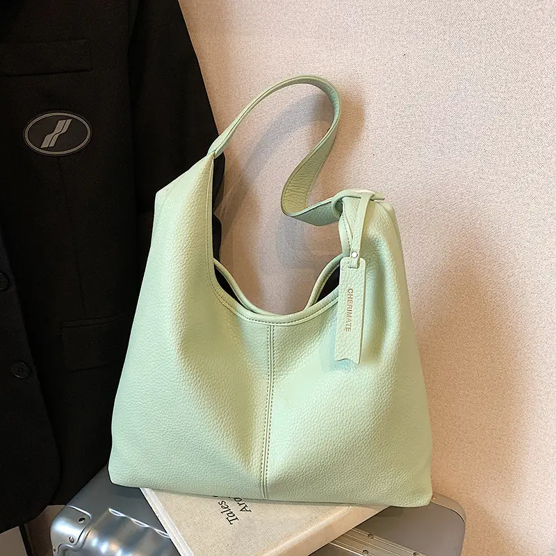 Women's Cream Bucket Bag Large Capacity Shoulder Tote - Image 3