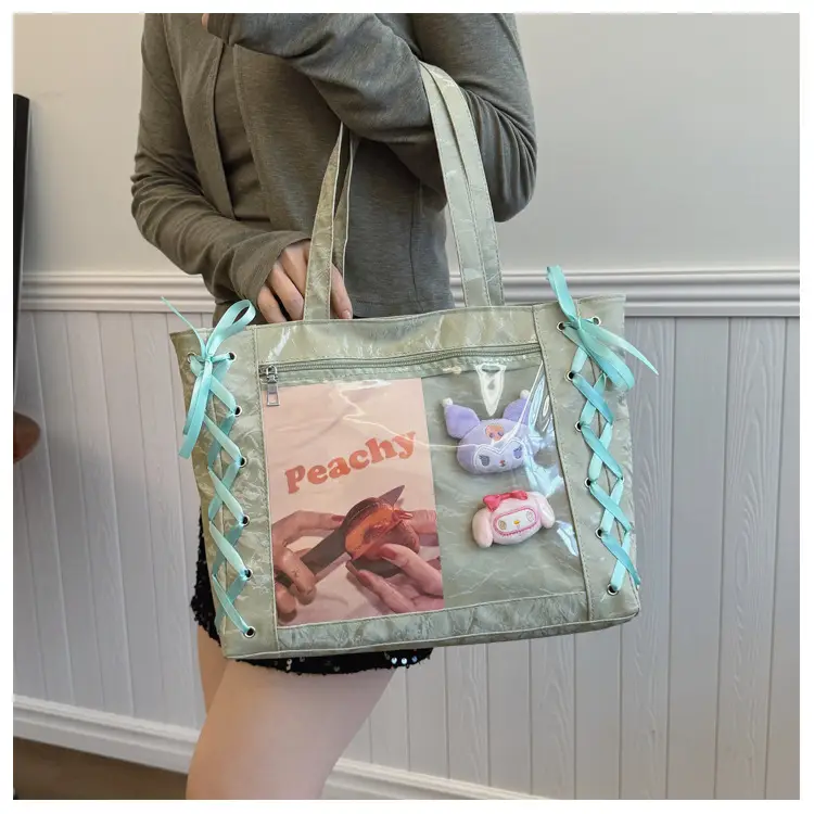 Women Transparent Tote Bag 2025 Spring Summer Clear One Shoulder — feature 12