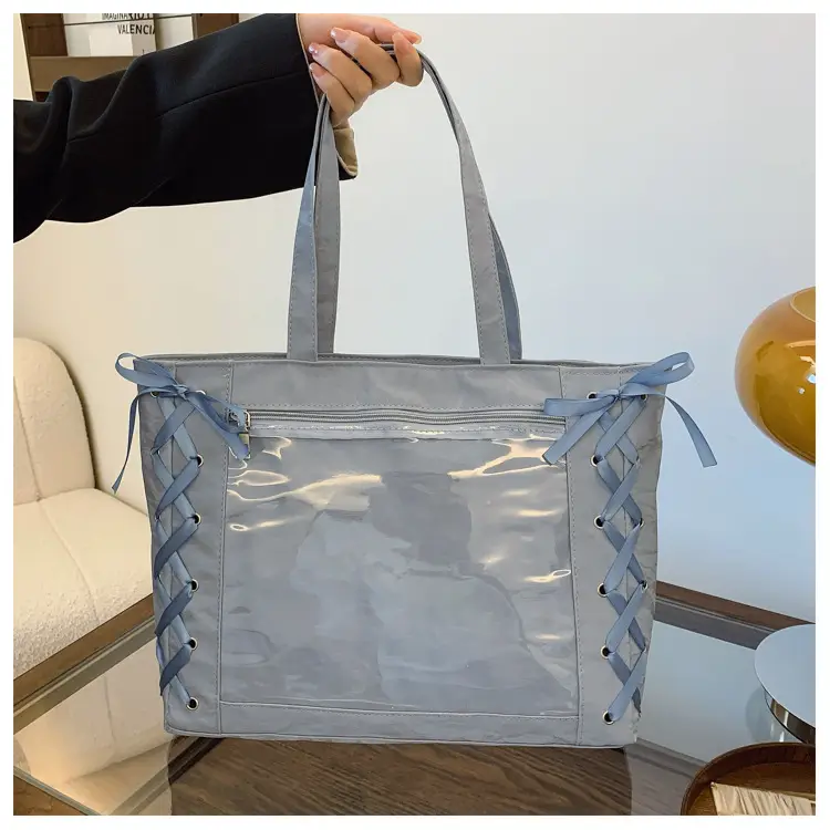 Women Transparent Tote Bag 2025 Spring Summer Clear One Shoulder — feature 27