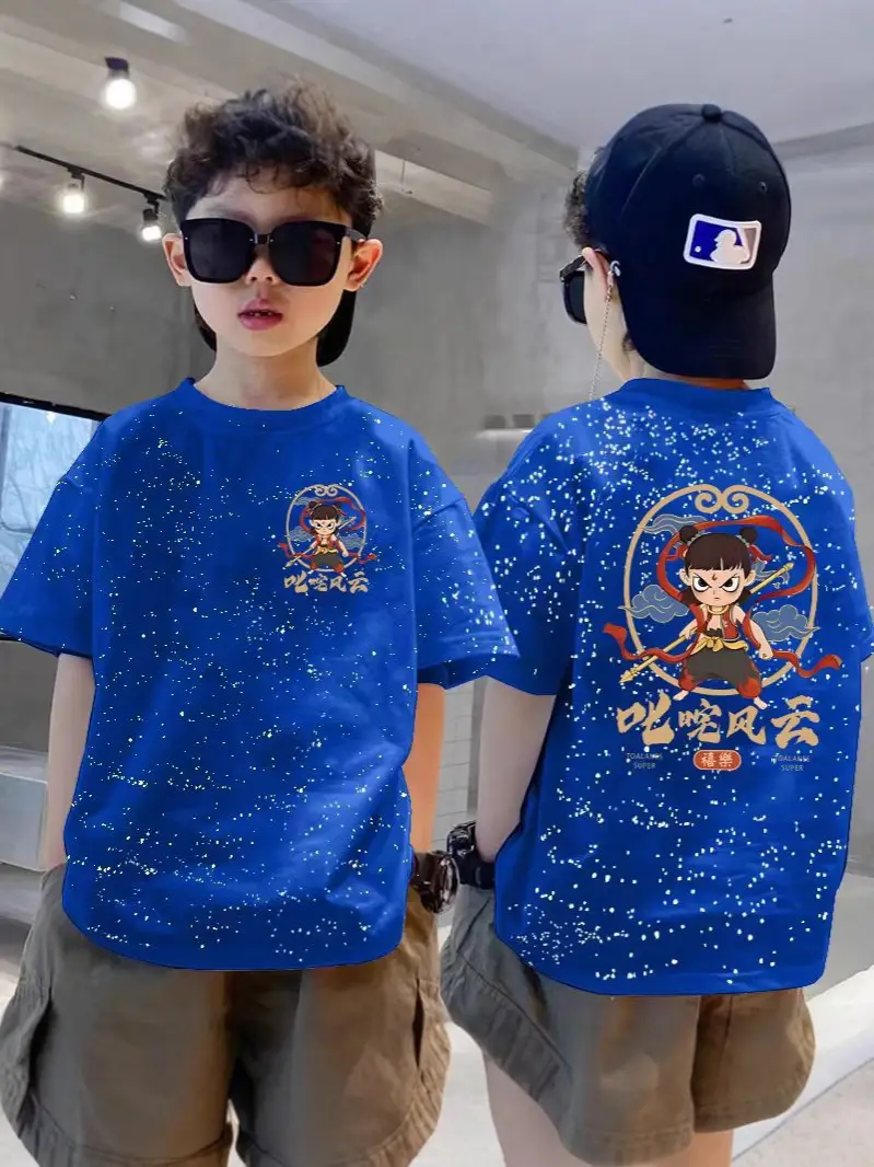 100% Cotton Boys Star T-Shirt Black Cartoon Summer Wear - Image 10