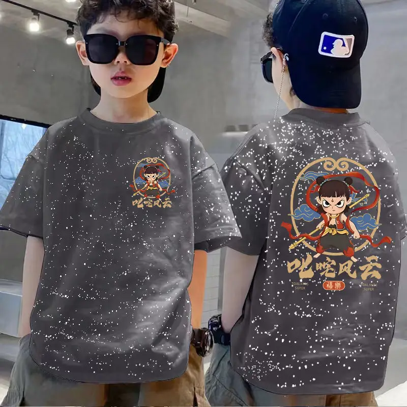 100% Cotton Boys Star T-Shirt Black Cartoon Summer Wear - Image 3