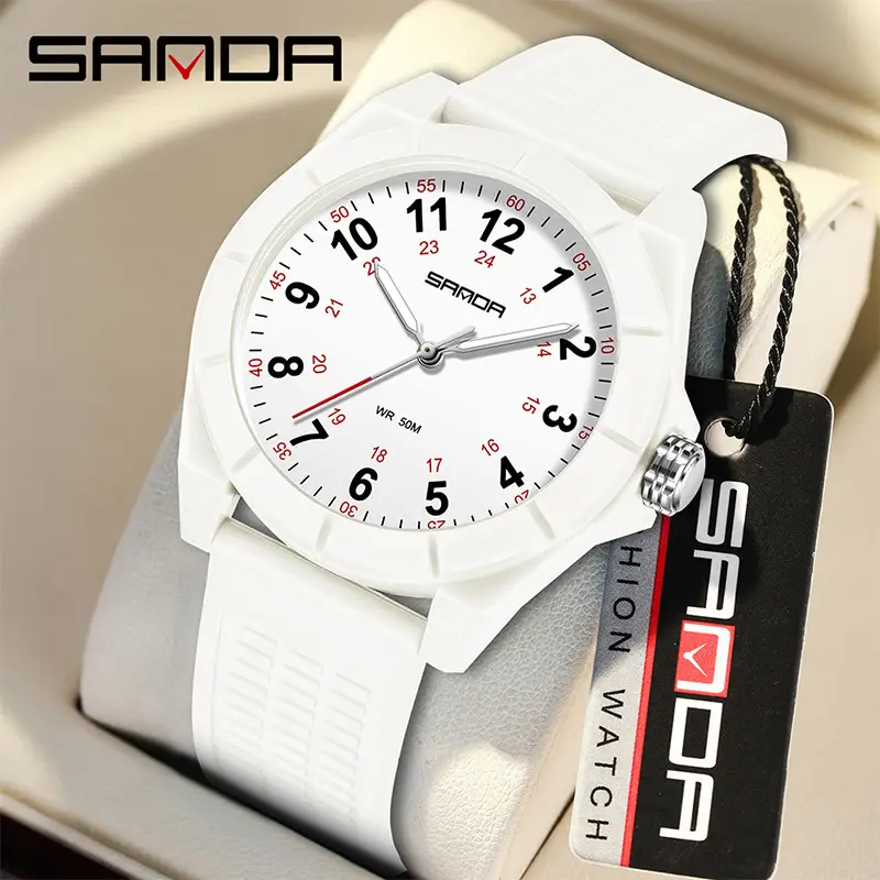 Sanda Simple Quartz Watch Yellow Silicone Student Casual Exam Silent Watch Luminous Pointer Waterproof Men's and Women's Quartz Watch Wholesale - Image 9