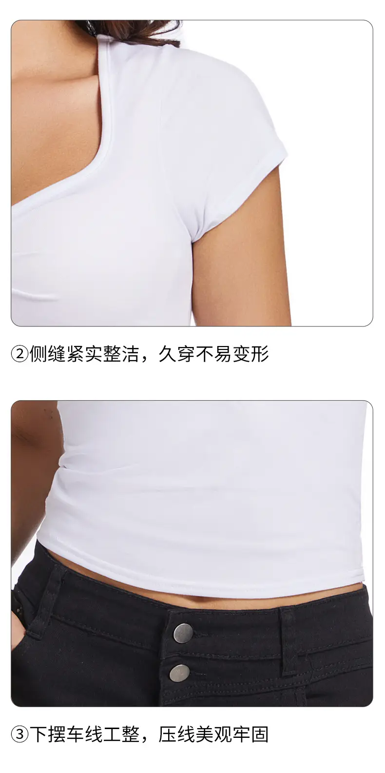 Black V-Neck Pleated T-Shirt Women Summer — feature 12